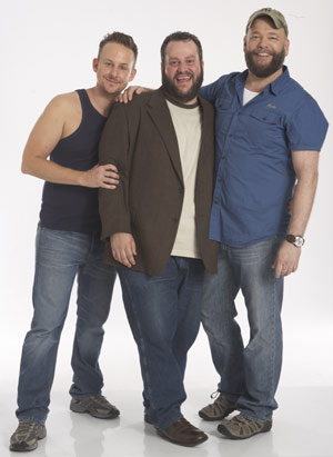 Film BEARCITY 2: THE PROPOSAL; director Doug Langway in the middle and actors Stephen Guarino (left) and Brian Keane (right)