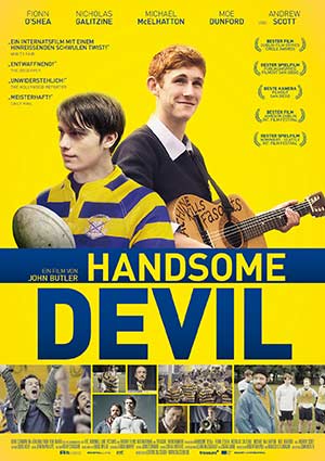 Film Poster HANDSOME DEVIL von John Butler mit Fionn O'Shea, Nicholas Galitzine, Ardal O'Hanlon, Amy Huberman