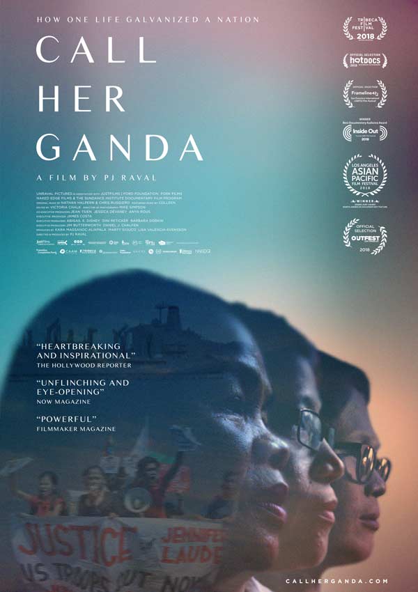 Film Poster CALL HER GANDA von Regisseur, Produzent und Ko-Autor PJ Raval aus USA und Philippinen, 2018, über den Mord an Transfrau Jennifer Laude durch einen US-Marine