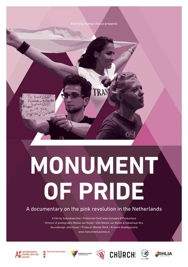 Film Poster MONUMENT OF PRIDE vom Regisseur, Autor und Produzent Sebastiaan Kes, NL 2017, über das Homo-Mahnmal in Amsterdam und holländische schwul-lesbische Geschichte