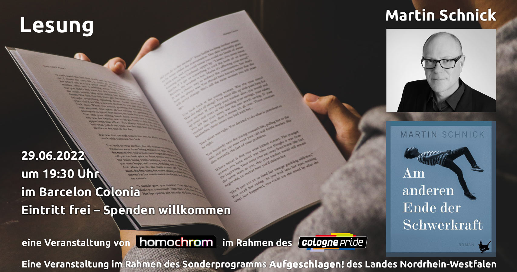 Lesung von Martin Schnick am 29.06.2022 zum ColognePride