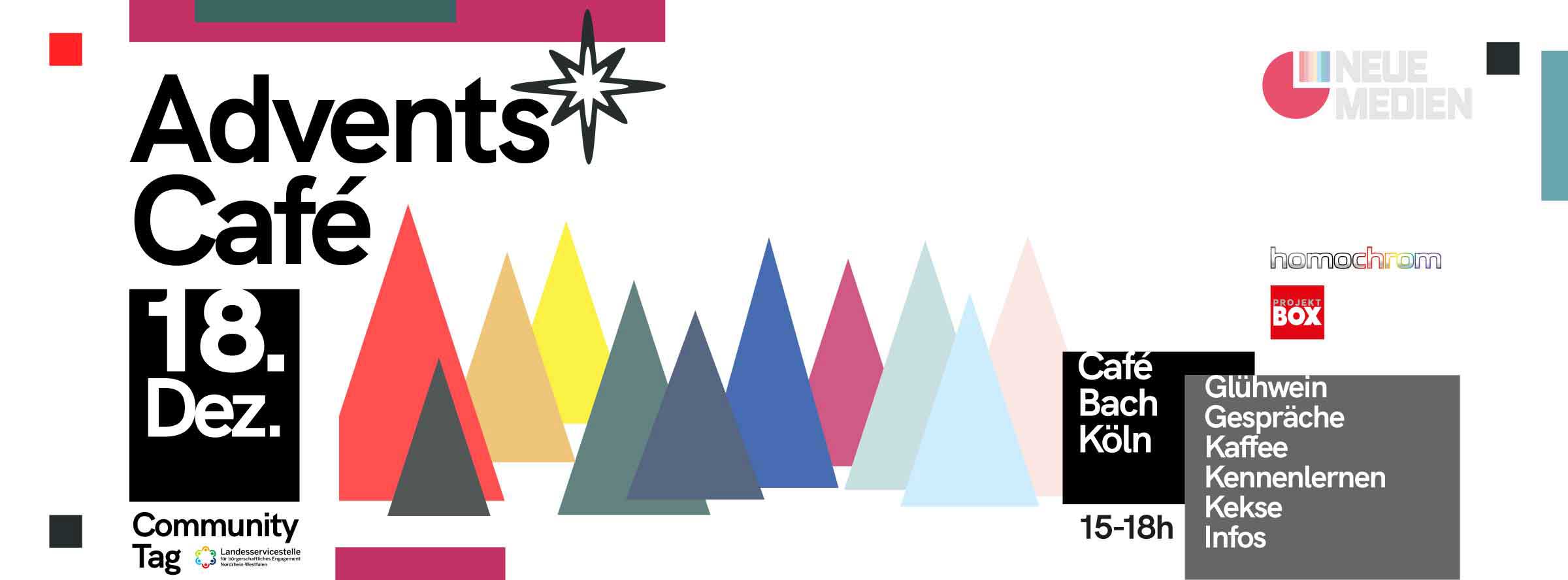 Adventscafé 2022 in Köln, Neue Medien, homochrom, Projekt Box, Café Bach, Aidshilfe Köln, Heumarkt