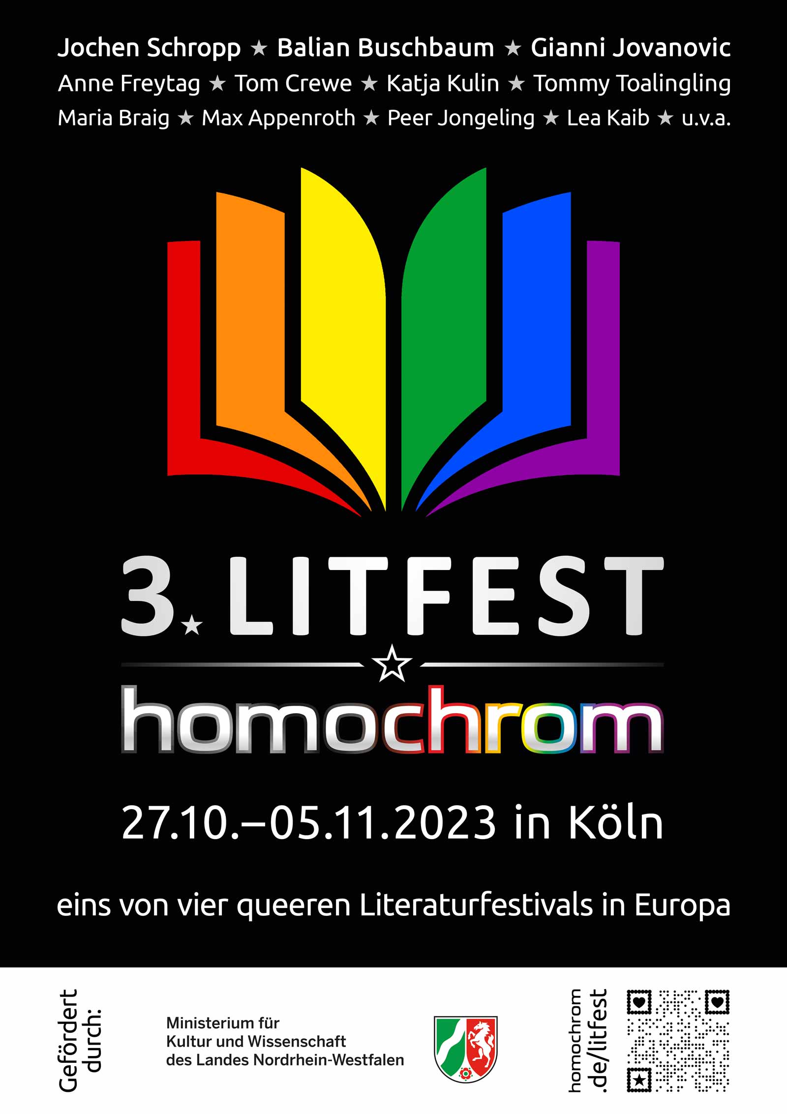 Poster für das 3. Litfest homochrom in Köln vom 27. Oktober bis 05. November 2023