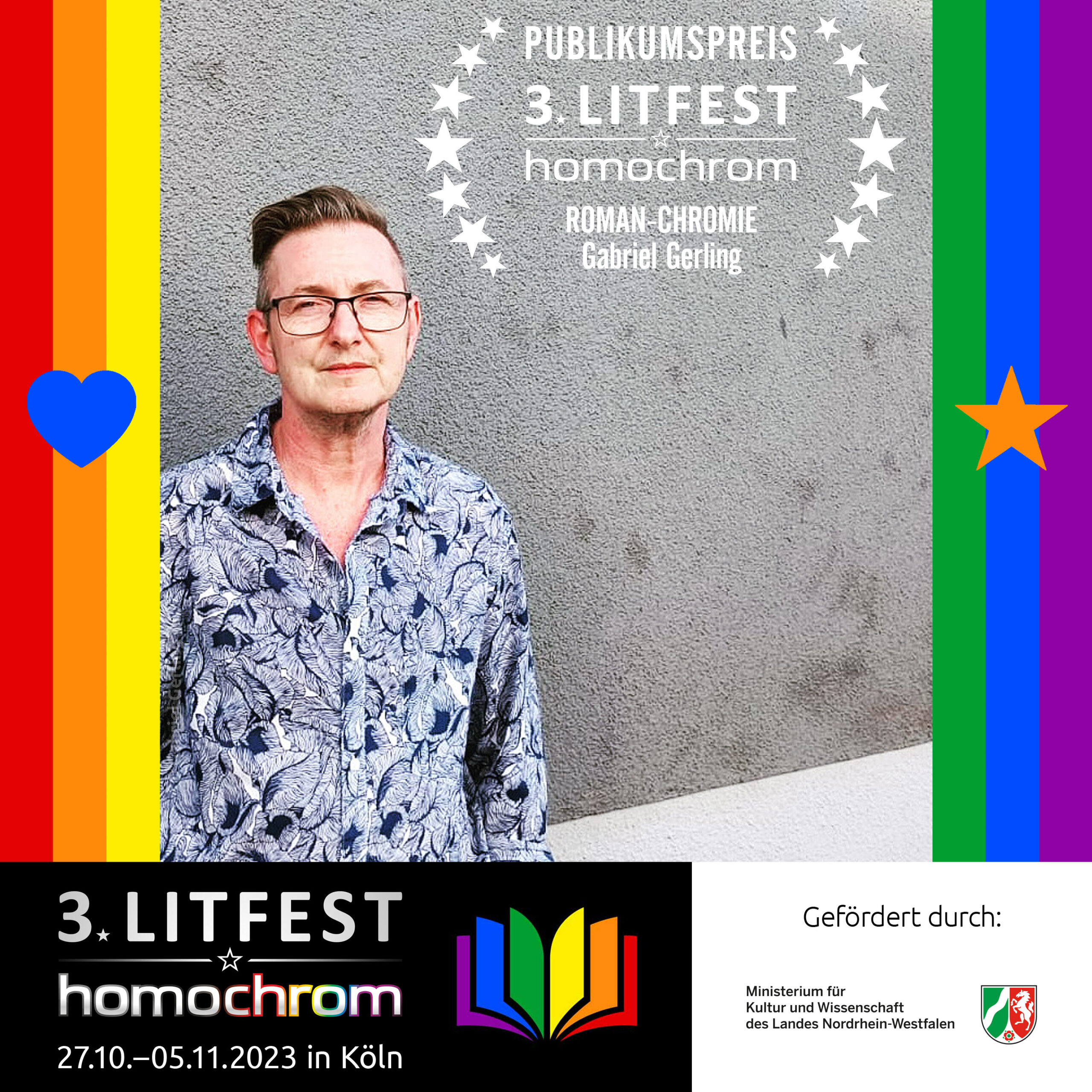 Roman-Chromie: Gabriel Gerling, »Julien Lemaire«, Roman, Manuskript, unveröffentlicht, Buch, Trilogie, Litfest, homochrom, Literaturfestival, Köln, queer, LGBTIQ, awards, Publikumspreis, literary festival