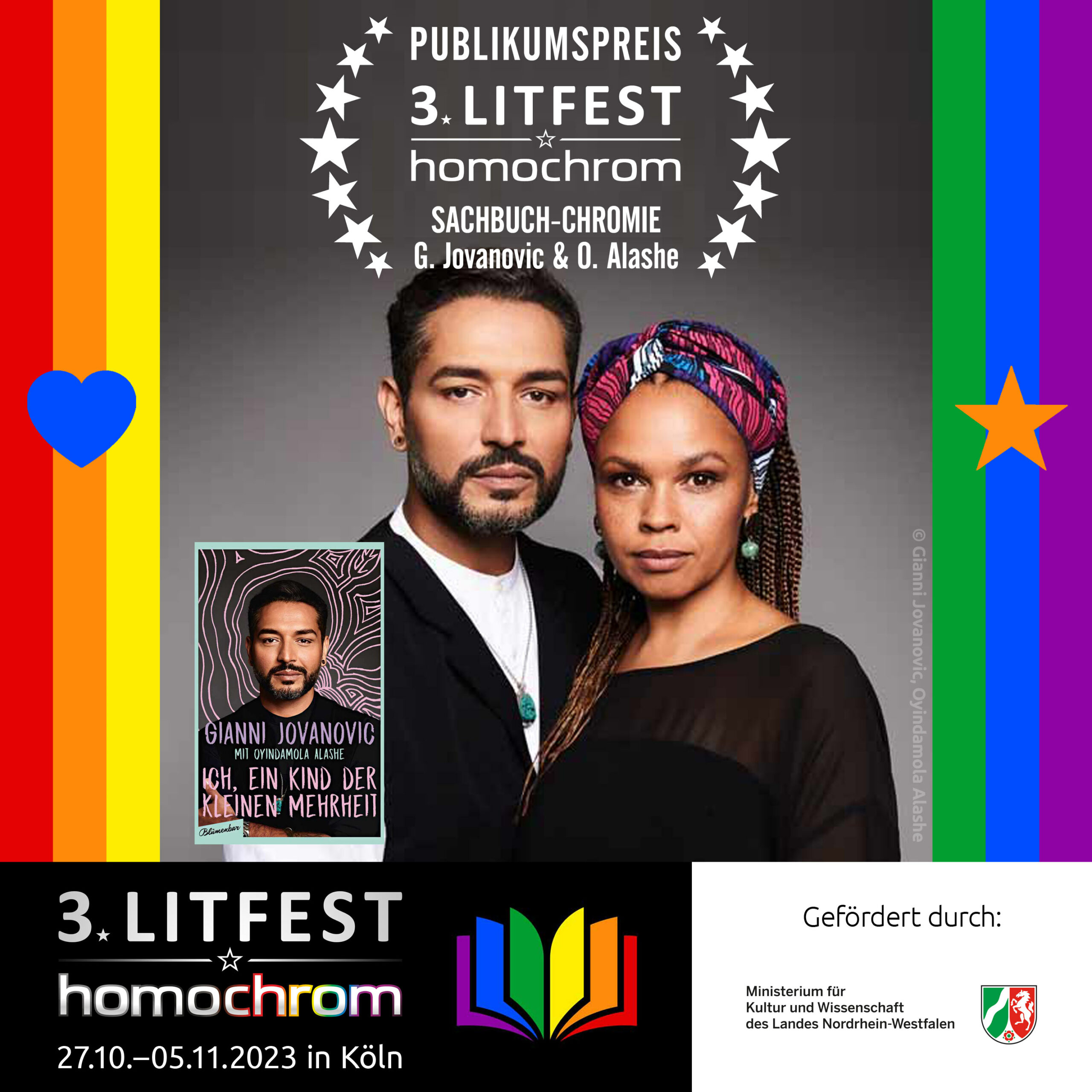 Chromie, Sachbuch, Gianni Jovanovic, Oyindamola Alashe, Autorinnen, Biografie, Ich, ein Kind der kleinen Mehrheit, Litfest, homochrom, Literaturfestival, Köln, queer, LGBTIQ, awards, Publikumspreis, festival, Blumenbar, Verlag