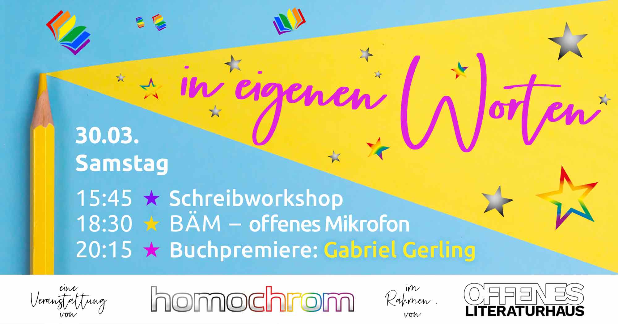 in eigenen Worten in eigenen Worten – Workshop, offenes Mikro, Buchpremiere