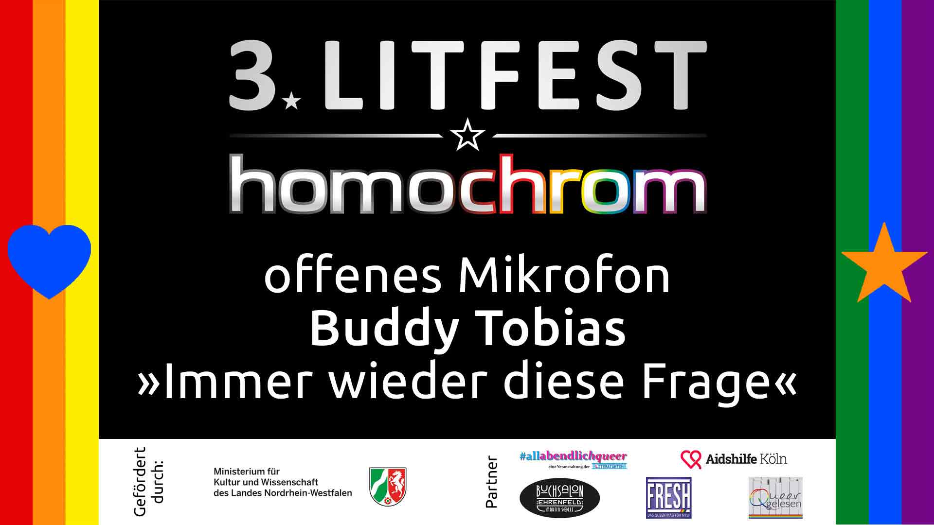 Lese-Video, offenes Mikrofon, Buddy Tobias, 3. Litfest homochrom